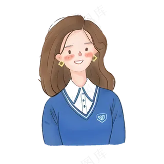 水彩可爱女生 手账风 免抠透明底 (3)