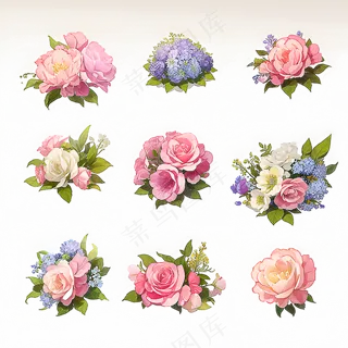 红色黄色粉色玫瑰花免抠素材112