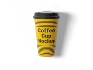 单色背景简约塑料咖啡杯样机28