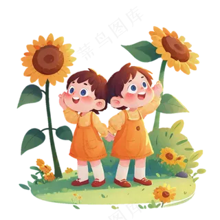 六一儿童节 小女孩 向日葵 免抠透明底 (2)