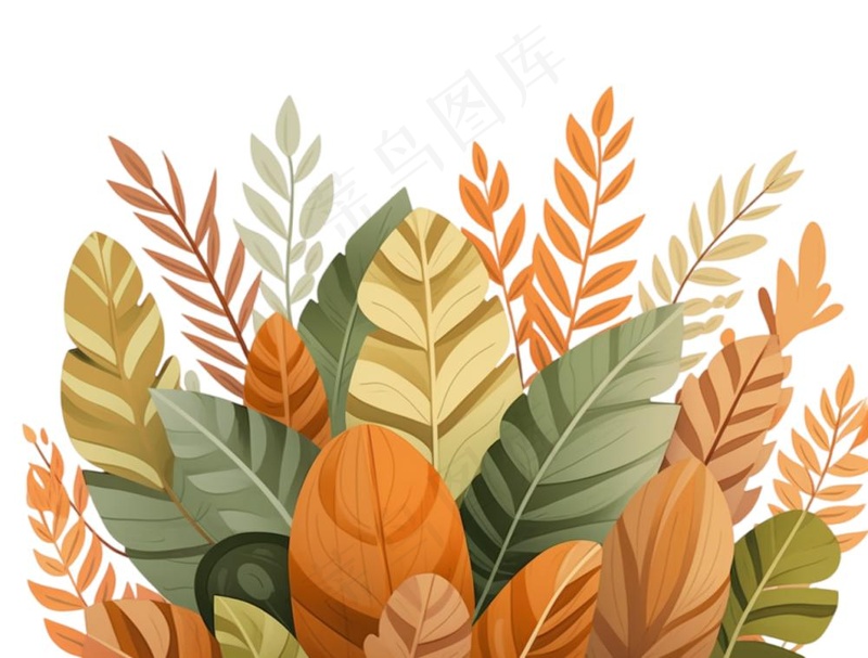树叶落叶卡通秋天植物草丛立秋节日插画植物叶子手绘插画免抠(1264x960)