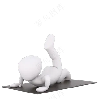 3D瑜伽白色小人ppt用