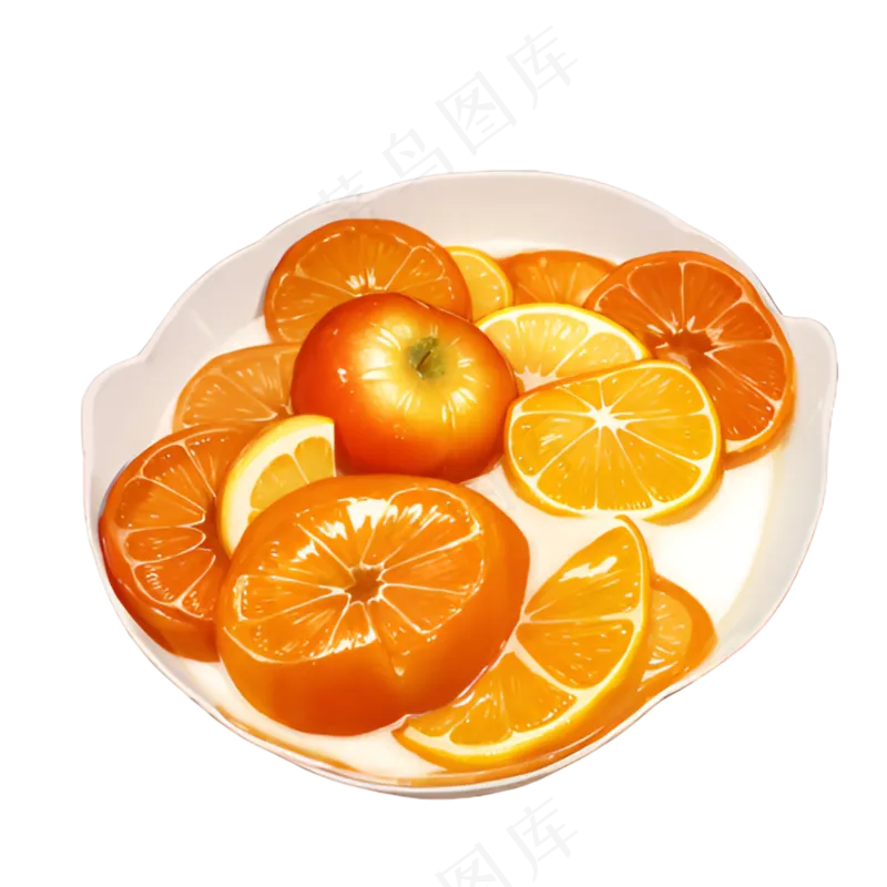 橙色 手绘 橙子 免抠 素材5