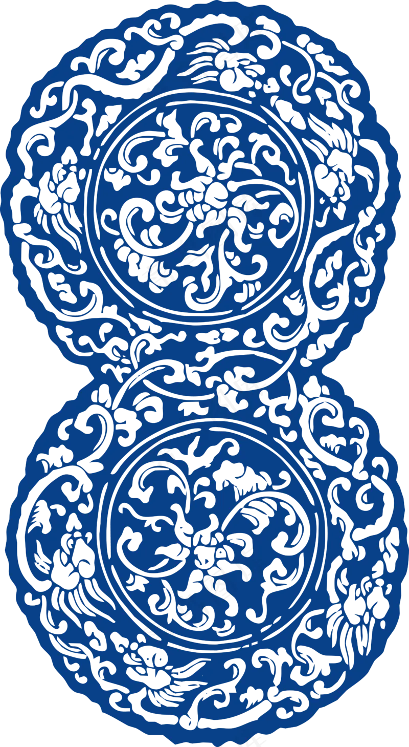 古代青花瓷图案花纹中国风图案祥云纹理传统图腾矢量AI设计素材
