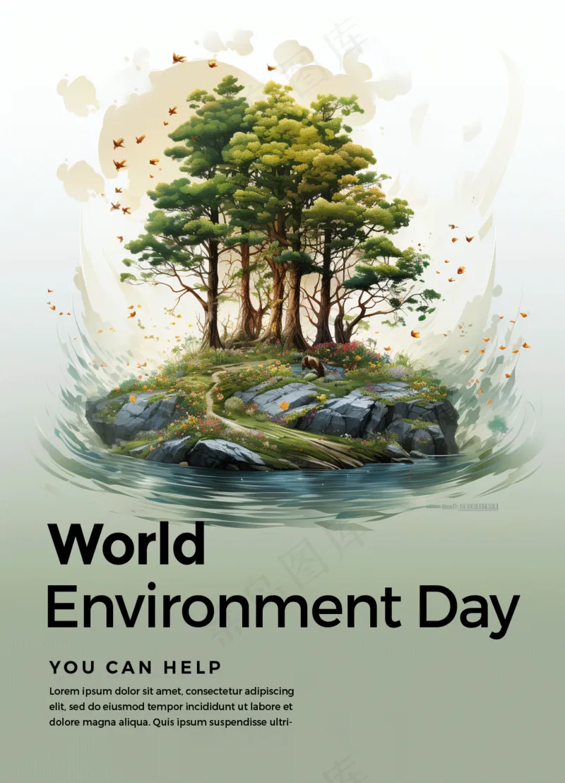 森林国外简约2.5D4海报psd模版下载