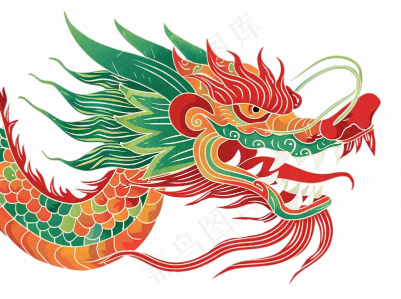 中国龙动物国潮风插画免抠(1264x944)