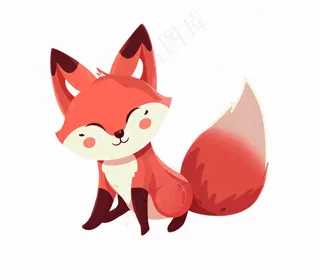 狐狸橘白动物卡通插画免抠