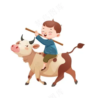 牧童人清明春分插画免抠