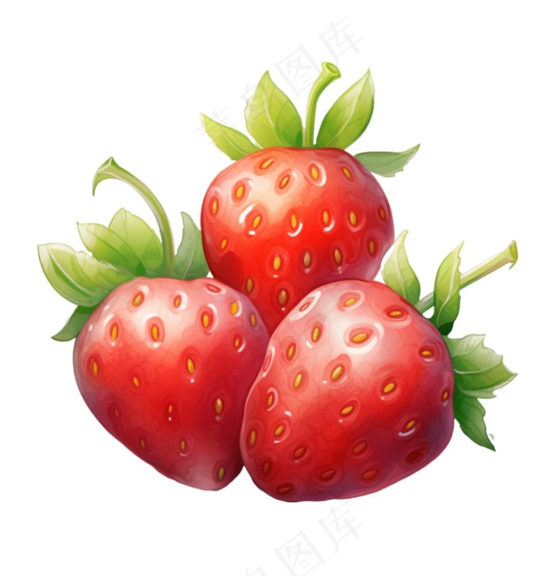美味草莓可口卡通插画免抠(1024x1056)