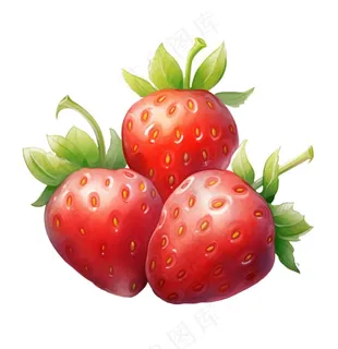 美味草莓可口卡通插画免抠