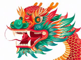 中国龙动物国潮风插画免抠