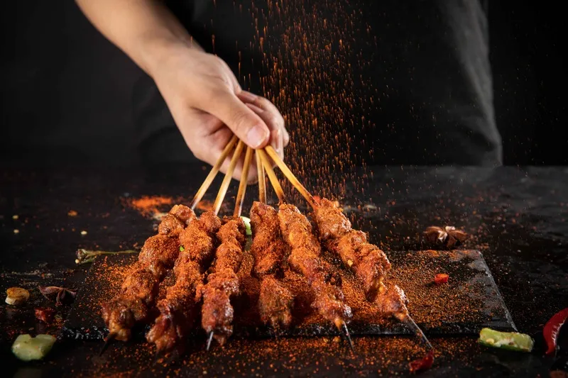 羊肉串烤串烧烤美食素材