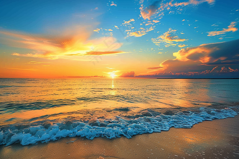 夏日落日海报沙滩晚霞摄影图(4032x2688)