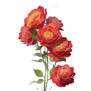 红色海棠花写实手绘练习作品22