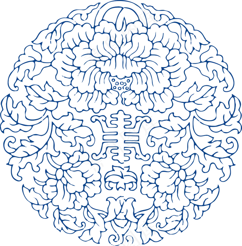 古代青花瓷图案花纹中国风图案祥云纹理传统图腾PNG免扣素材