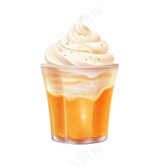 冰淇淋奶茶奶油饮料手绘卡通插画免抠