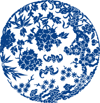 古代青花瓷图案花纹中国风图案祥云纹理传统图腾PNG免扣素材