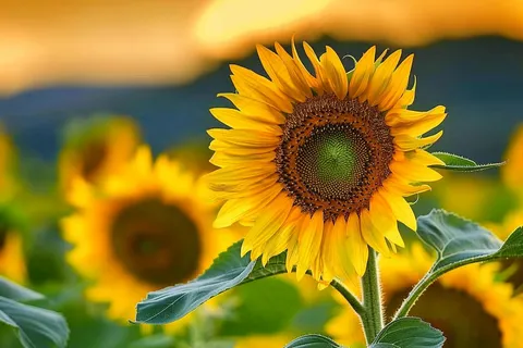 向日葵向阳生长鲜花摄影图