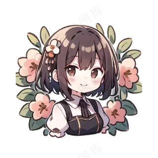 Q版花环女生 免抠透明底 (2)