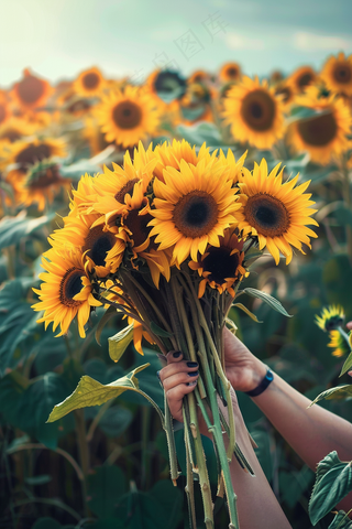 向日葵向阳鲜花摄影图