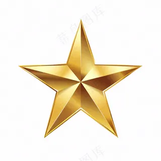 金色五角星卡通免抠