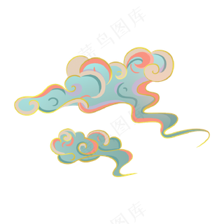 国潮敦煌云纹祥云插画免扣素材 (142)