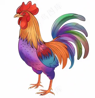 大公鸡彩色卡通插画免抠
