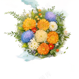 黄色 绿色 手绘 花丛 免抠 素材 11 黄色 绿色 手绘 花丛 免抠 素材 11