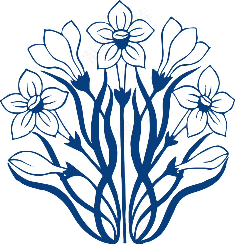 古代青花瓷图案花纹中国风图案祥云纹理传统图腾PNG免扣素材