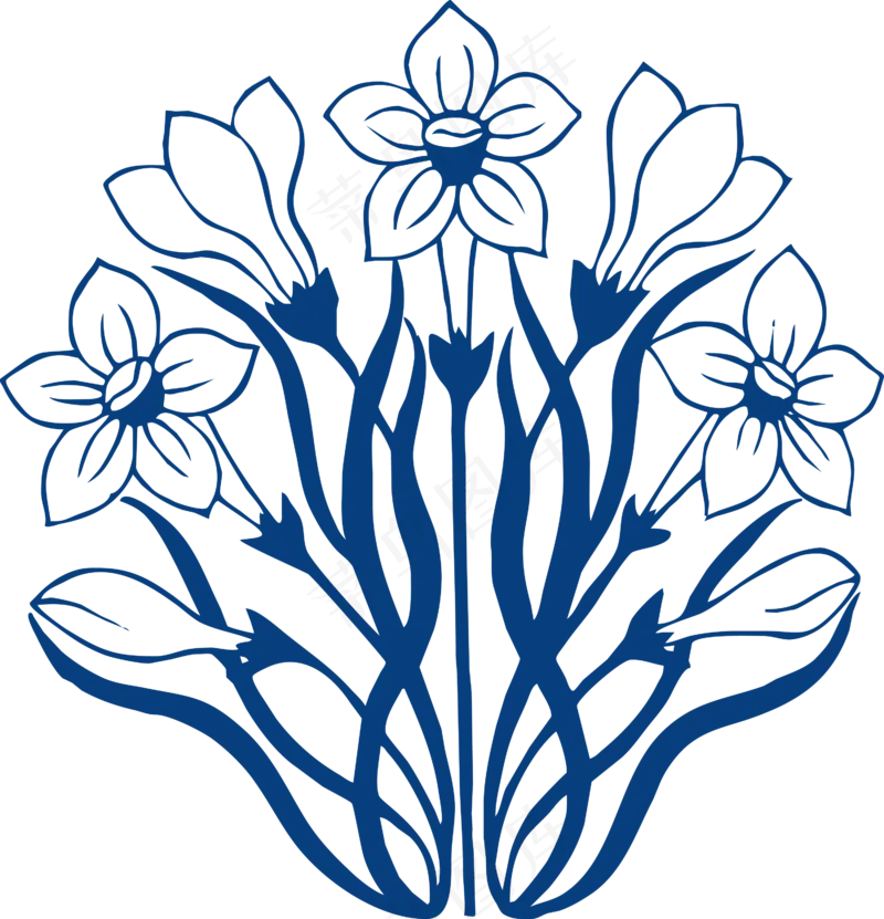 古代青花瓷图案花纹中国风图案祥云纹理传统图腾PNG免扣素材