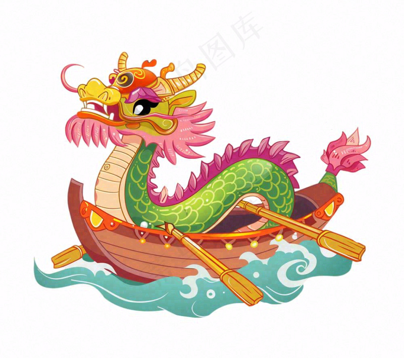龙舟端午划船创意卡通插画免抠(1152x1024)