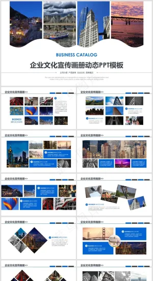 蓝白色商务风企业画册公司宣传PPT模板37预览图