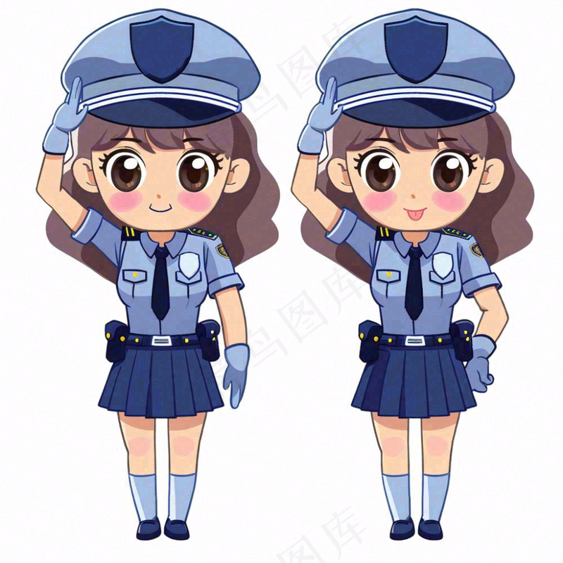 警察辅警公职劳动人物卡通插画免抠(1024x1024)