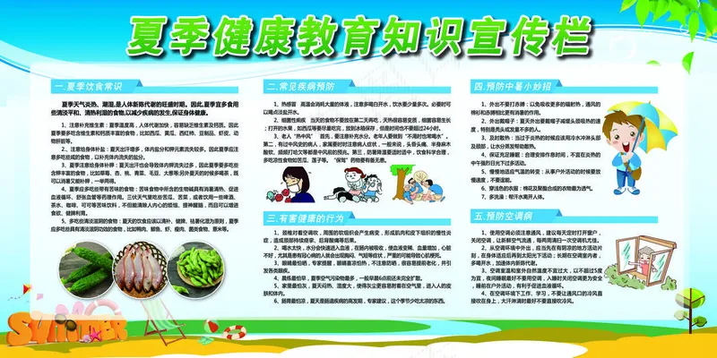 健康教育夏季宣传栏psd模版下载