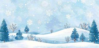 冬天大雪纷飞山上树上白雪覆盖小雪冬至大寒卡通插画背景