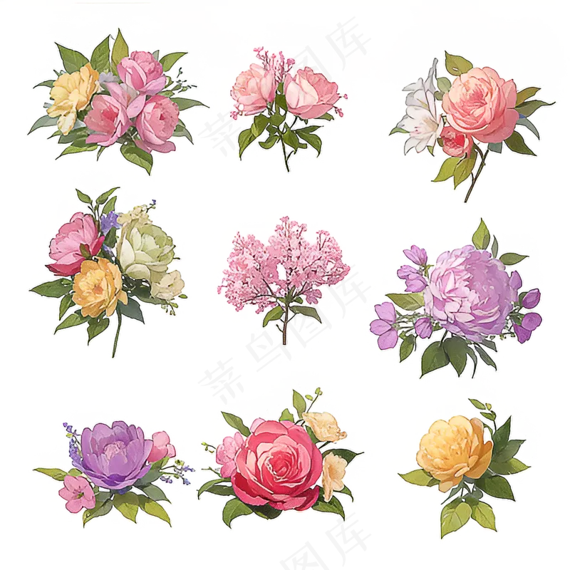 红色黄色粉色玫瑰花免抠素材6
