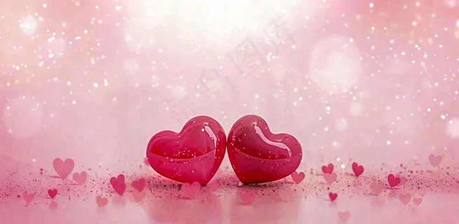 红色金色心形情人节七夕浪漫光斑情人节爱心背景