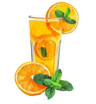 橙汁冰镇饮料水果茶卡通插画插图免抠