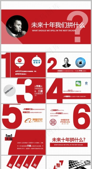 红色商务风年终工作汇报PPT模板预览图