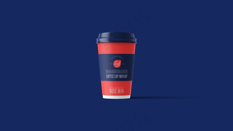 单色背景简约塑料咖啡杯样机4psd模版下载