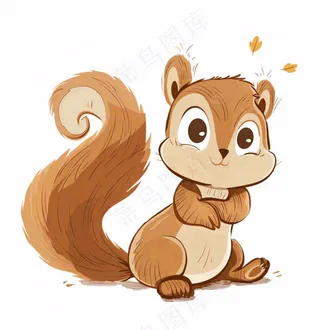 松鼠卡其棕色动物卡通插画免抠