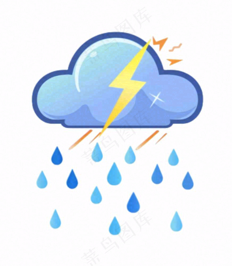 雷雨天气天气卡通插画免抠(1024x1168)