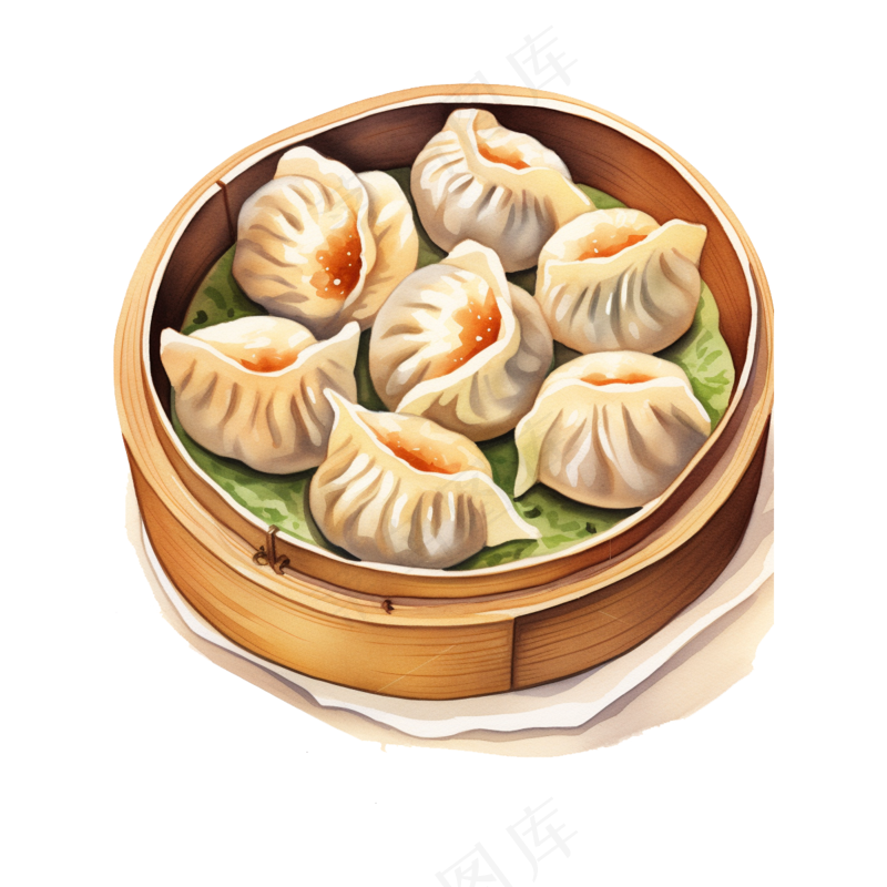 AI美食插画蒸饺冬至食材