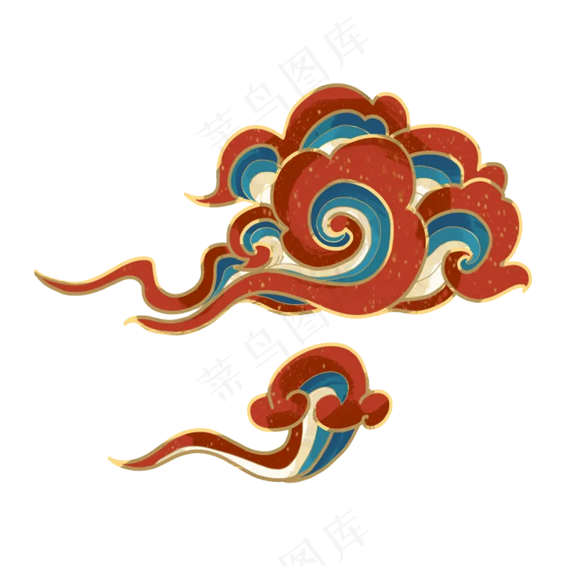 国潮敦煌云纹祥云插画免扣素材 (84)
