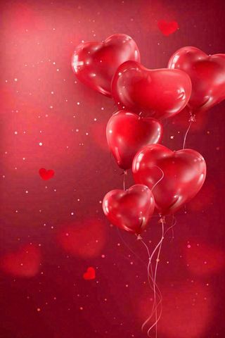 红色爱心气球红色背景浪漫七夕情人节背景