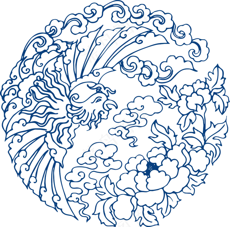 古代青花瓷图案花纹中国风图案祥云纹理传统图腾矢量AI设计免扣素材