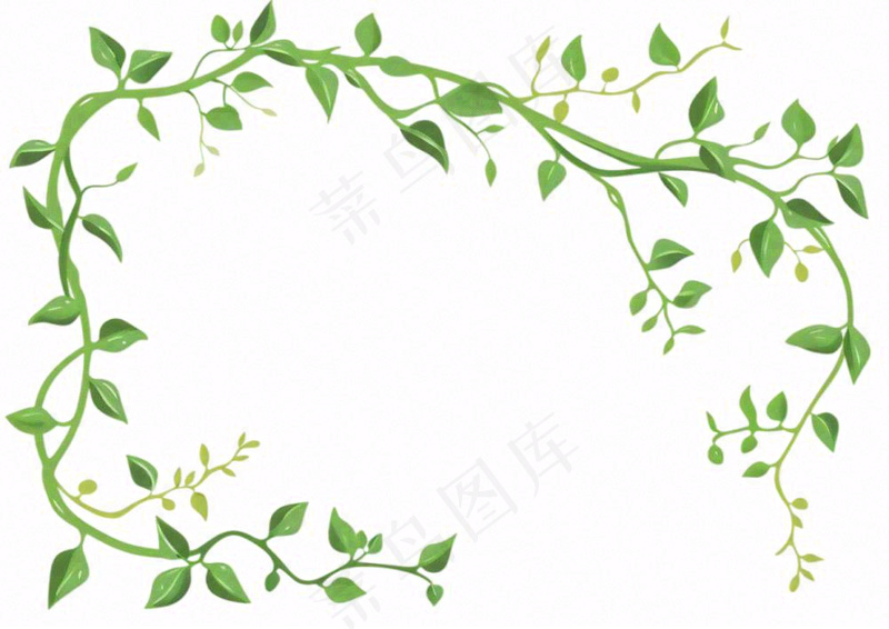 绿叶花环卡通边框免抠(1312x928)
