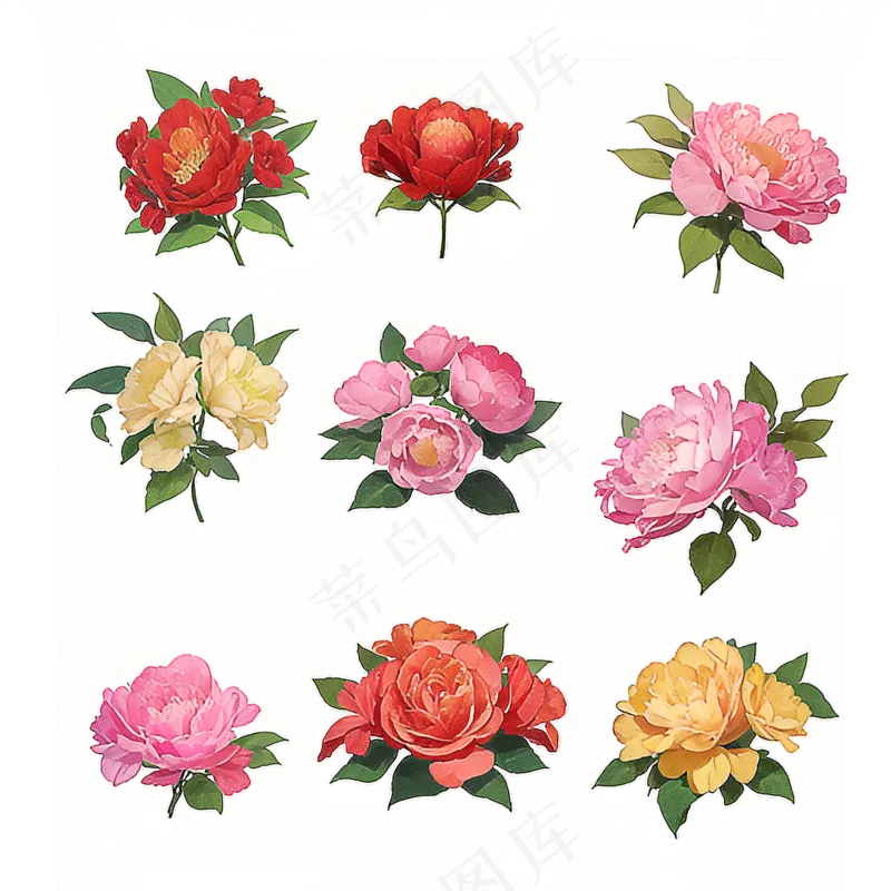 红色黄色粉色玫瑰花免抠素材144