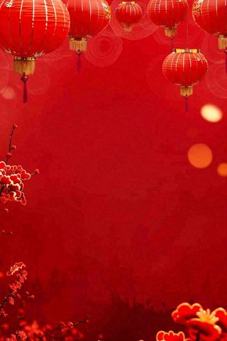 红色灯笼新年春节喜庆梅花祥云节日红色背景小年除夕元宵插画背景