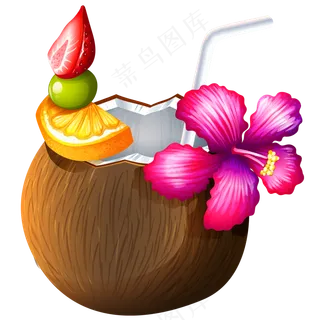 免抠戴花的的椰子